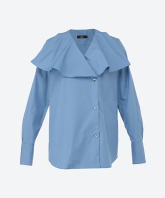 極美品＊M.fil エムフィル 袖プリーツブラウス 38 ブルー バックリボン 極美品＊M.fil エムフィル 袖プリーツブラウス 38 ブルー バック