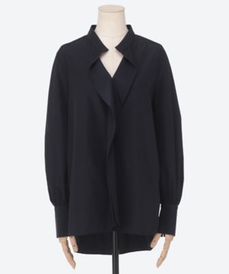 M・FIL/エムフィル CU/COグログラン シャープフリルブラウス ネイビーブルー トップス【三越伊勢丹/公式】