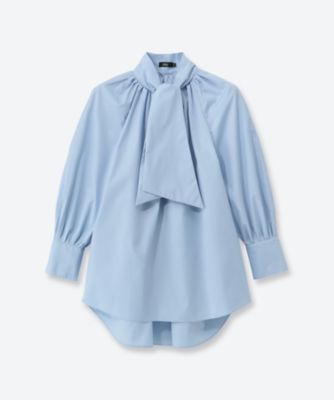 ＜M・fil＞Ｔ／Ｃストレッチブロード　ショートボウタイブラウス