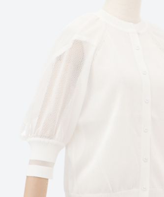 【美品】  SUPPORT SURFACE / サポートサーフェス | コットンブレンド シースルー プルオーバー トップス | 1 | ホワイト | レディース セ―タ― | support surface (Women)/サポートサーフェス | 三越伊勢丹