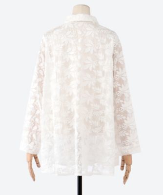 極美品 コットンハウス アヤ エンブロイダリー ブラウス 刺繍 白 美品☆コットンハウス アヤ☆ブラウス 三越 エンブロイダリー