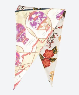 ＜manipuri (Women)＞ダイヤ型フラワーブーケスカーフ