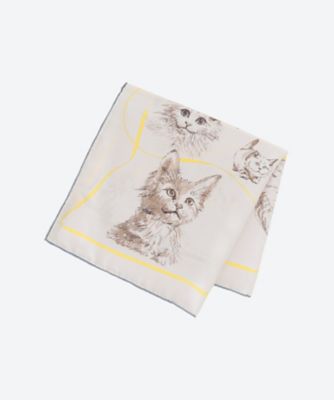 マニプリ　ベージュ　シルクスカーフ　#猫 シルクスカーフ65＞キャットリボン – manipuri