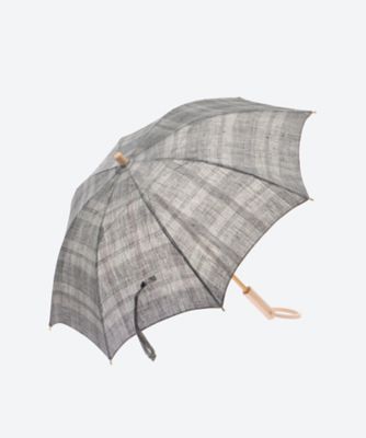 ＜大森商店＞日傘麻チェック　Ｐ―０４