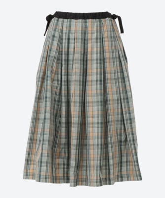 ＜Scye (Women)＞Ｃｈｅｃｋｅｄ　Ｐｏｌｙｅｓｔｅｒ　Ｄｒａｗｓｔｒｉｎｇ　Ｓｋｉｒｔ