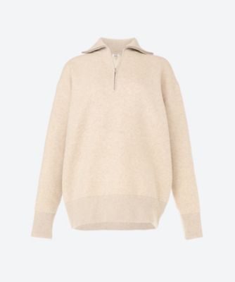 在庫なし】 scye DOUBLE-FACED KNIT HALF ZIP SWEATER - トップス