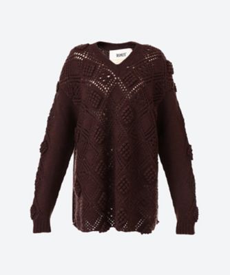 ＜PONTI (Women)＞Ｐｏｐｃｏｒｎ／Ｗｏｏｄ　Ｂｅａｄｓ　Ｈａｎｄ　Ｋｎｉｔ