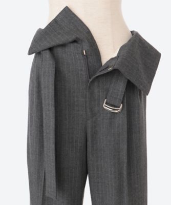 Flannel stripe belted slacks | PHEENY  