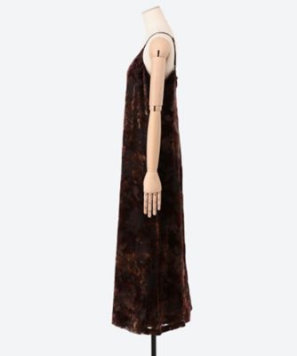 Ｆｌｏｗｅｒ　ｌｅａｖｅｓ　ｖｅｌｖｅｔ－ｂｕｒｎｏｕｔ　ｓｌｉｐ　ｄｒｅｓｓ