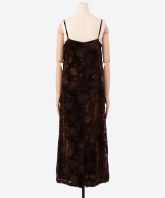 Ｆｌｏｗｅｒ　ｌｅａｖｅｓ　ｖｅｌｖｅｔ－ｂｕｒｎｏｕｔ　ｓｌｉｐ　ｄｒｅｓｓ