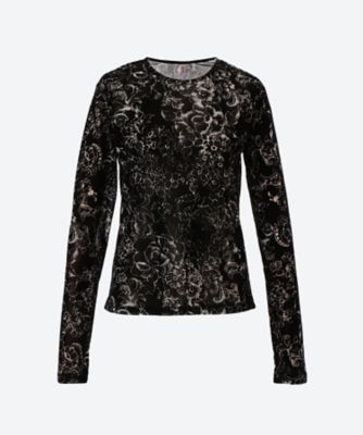＜TEAK (Women)＞Ｖｅｌｖｅｔ　ｍｅｓｈ　ｌｏｎｇ　ｓｌｅｅｖｅ　ｔｏｐ