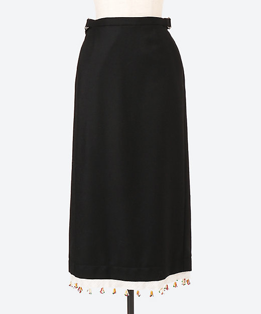 ＜三越伊勢丹/公式＞ Beaded Tassel Skirt Black ロングスカート