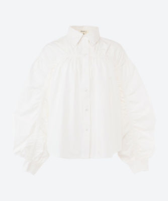 ＜三越伊勢丹/公式＞【送料無料】GHOSPELL (Women)/ゴスペル 大きいサイズ Juno Gathered Shirt WHITE トップス【三越伊勢丹/公式】
