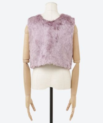 POLYESTER COLOR FUR SHORT VEST | JANE