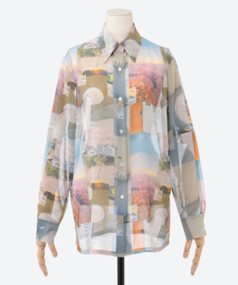 ＜PHEENY (Women)＞Ｐｒｉｎｔ　ｃｈｉｆｆｏｎ　ｓｈｉｒｔ　ＰＡ２４－ＳＨ０４
