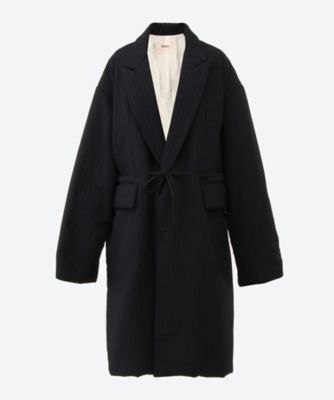 ＜PONTI (Women)＞Ａｎｇｏｒａ　Ｓｉｌｋ　Ｗｏｏｌ　Ｓｔｒｉｐｅｄ　Ｆａｂｒｉｃ　Ｐａｄｄｅｄ　Ｃｏａｔ　ＰＯ２Ｐ０３３