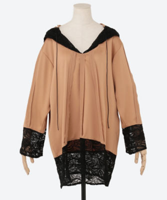 ＜FUMIE=TANAKA＞ｓａｔｉｎ　ｌａｃｅ　ｈｏｏｄｉ
