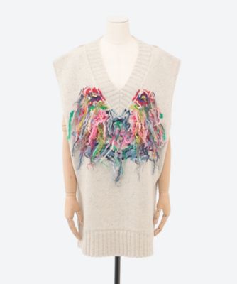 トップス Flower Embroidered Design Fringe Vest flower fringe vest | OPEN SESAME CLUB (Woman