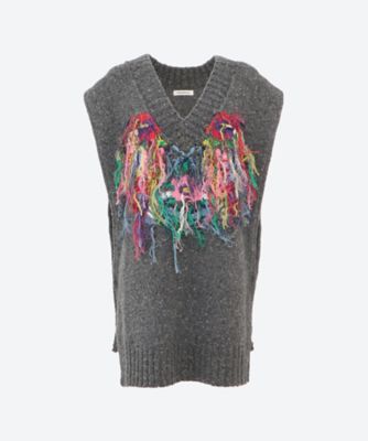 在庫処分 半額 flower fringe vest | OPEN SESAME CLUB (Woman トップス