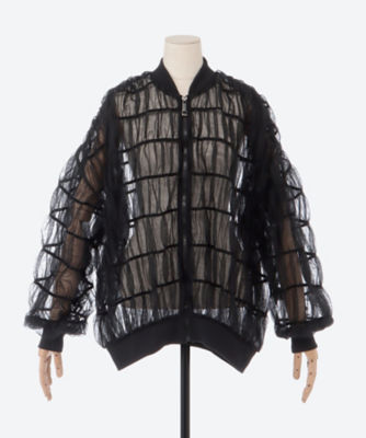 ＜ESTHE（Woman）＞Ｔｕｌｌｅ　Ｓｈｉｒｒｅｄ　Ｏｖｅｒｓｉｚｅｄ　Ｂｏｍｂｅｒ　Ｊａｃｋｅｔ