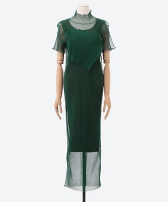 SHEER LAYERED SHORT SLEEVE DRESS