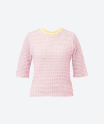 ＜PHEENY (Women)＞Ｃｈｅｃｋ　ｊａｃｑｕａｒｄ　ｋｎｉｔ　Ｓ／Ｓ　ＰＳ２５―ＫＴ０２