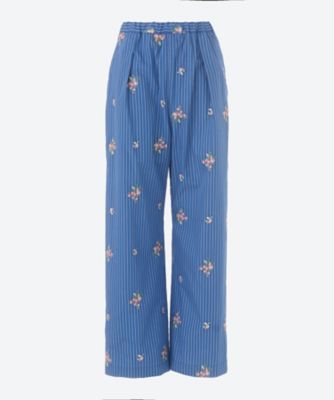 PONTI (Women)/ポンティ Ｆｌｏｗｅｒ　Ｅｍｂｒｏｉｄｅｒｙ　Ｓｔｒｉｐｅｄ　Ｆａｂｒｉｃ　Ｐａｎｔｓ　ＰＯ１Ｑ０１５