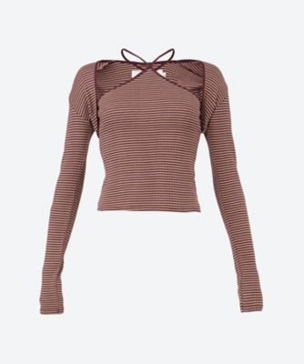 ＜JANE SMITH (Women)＞ＣＯＴＴＯＮ　ＲＡＮＤＯＭ　ＢＯＲＤＥＲ　ＲＩＢ　ＣＡＭＩＳＯＬＥ　＆　ＳＬＥＥＶＥ　Ｃ／Ｄ　２５ＳＣＴ―＃７３０Ｌ