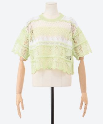 ＜ODAKHA (Woman)＞ｃｒａｚｙ　ｌａｃｅ　ｓｈｏｒｔ　ｋｎｉｔ　ＯＨ２５ＳＳ―ＫＮ１１