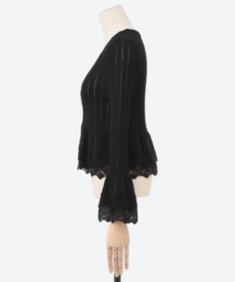 ｌａｃｅ　ｆｌａｒｅ　ｓｔｒｉｐｅｄ　ｋｎｉｔ　ＯＨ２５ＳＳ―ＫＮ０３