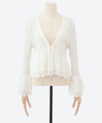 ｌａｃｅ　ｆｌａｒｅ　ｓｔｒｉｐｅｄ　ｋｎｉｔ　ＯＨ２５ＳＳ―ＫＮ０３