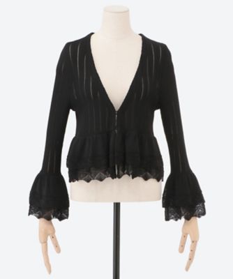 ODAKHA (Woman)/オダカ ｌａｃｅ　ｆｌａｒｅ　ｓｔｒｉｐｅｄ　ｋｎｉｔ　ＯＨ２５ＳＳ―ＫＮ０３