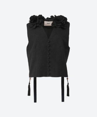 ＜PONTI (Women)＞Ｗｏｒｓｔｅｄ　ｆｌｏｗｅｒ　ｄｅｓｉｇｎ　ｖｅｓｔ　ＰＯ２Ｒ００３