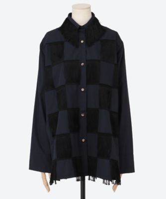PONTI (Women)/ポンティ Checkerd pattern embroidery shirt PO2R009 Navy トップス【三越伊勢丹/公式】