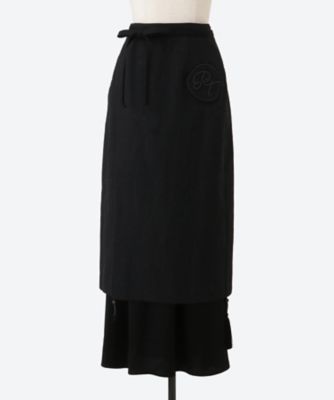 Worsted layered long wrap skirt