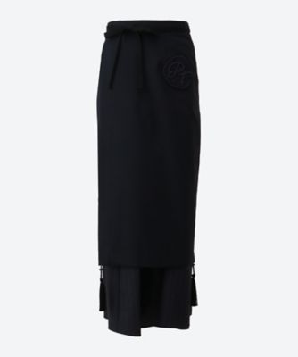 ＜PONTI (Women)＞Ｗｏｒｓｔｅｄ　ｌａｙｅｒｅｄ　ｌｏｎｇ　ｗｒａｐ　ｓｋｉｒｔ　ＰＯ２Ｒ０１０