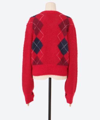 7G WOOL JACQUARD ARGYLE V NECK SHORT