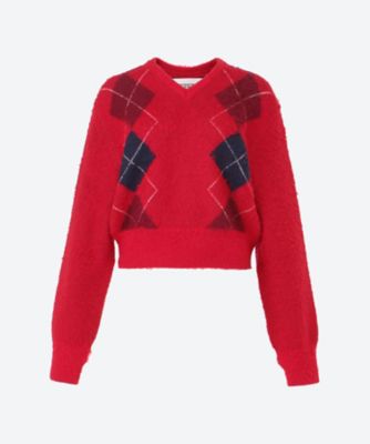 ＜JANE SMITH (Women)＞７Ｇ　ＷＯＯＬ　ＪＡＣＱＵＡＲＤ　ＡＲＧＹＬＥ　Ｖ　ＮＥＣＫ　ＳＨＯＲＴ　ＫＮＩＴ　２５ＷＫＮ―＃１１４Ｌ