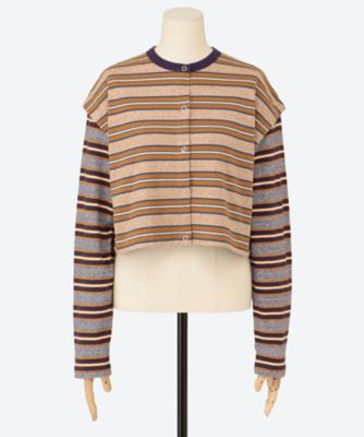 【PHEENY】マルチボーダーカーディガン Multi border layered cardigan