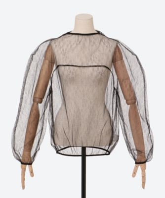 ＜AMOMENTO (Women)＞ＳＨＥＥＲ　ＬＡＣＥ　ＭＯＣＫ　ＮＥＣＫ　ＴＯＰ　ＡＭ２５ＳＳＷ０６ＴＯ