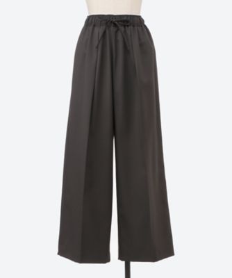 POSTELEGANT ポステレガント　ダークグレー ゴムウエスト スラックス パンツ Wool Twill Extra Wide