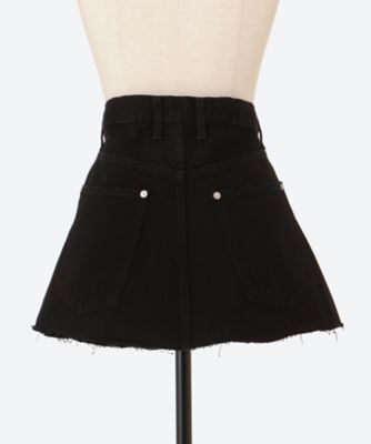 DAMAGE DENIM MINI SKIRT（BLACK