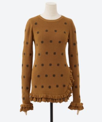 CREST EMBROIDERY FRILLED TOP