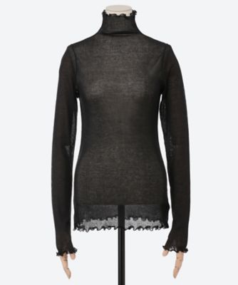 HAKUJI (Women)/ハクジ Sheer rib high neck PO H232551 BLACK トップス【三越伊勢丹/公式】