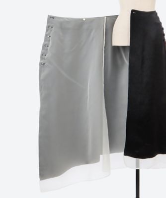 ACETATE SATIN LAYERED WRAP SKIRT K