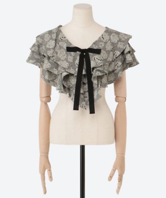 FUMIE=TANAKA/フミエタナカ flower jq frill neck F25A26 BK ファッション小物【三越伊勢丹/公式】