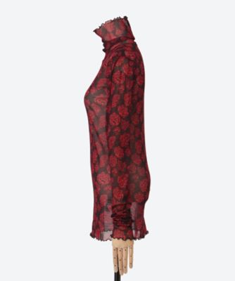 フミエタナカ　ジャガード　長袖 flower mesh high neck F25A32 | FUMIE