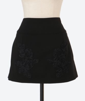 FUMIE=TANAKA/フミエタナカ embroidery mini sk F25A35 BK ミニスカート【三越伊勢丹/公式】