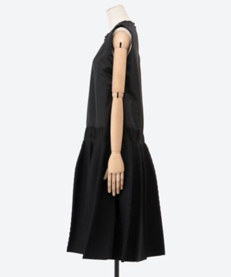 combination pleated black dress