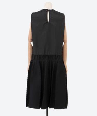 combination pleated black dress